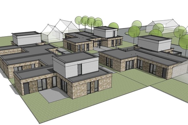 Artist impression, situatie project Landhorst, Vliegerhof  (Opent de afbeelding vergroot weer)