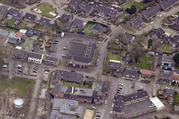 Luchtfoto 3D met locatie project Sint Anthonis Centrumplan / Molenstraat (Opent de afbeelding vergroot weer)
