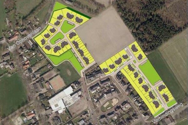 Artist impression, bovenaanzicht locatie project Wilbertoord, Moerboom III (Opent de afbeelding vergroot weer)