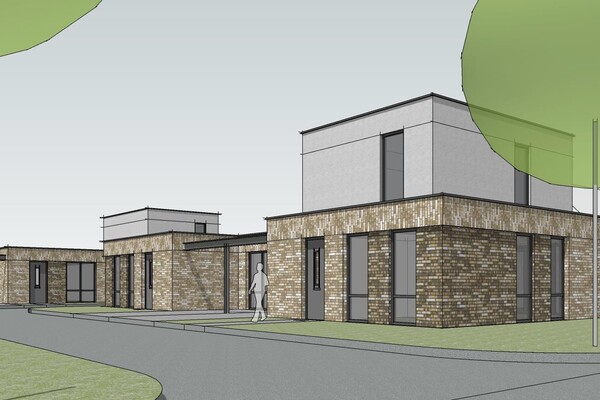 Artist impression, gevelbeeld project Landhorst, Vliegerhof  (Opent de afbeelding vergroot weer)