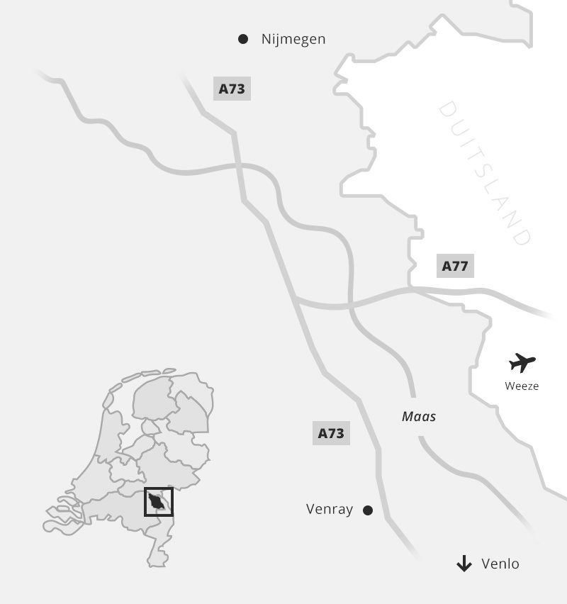 Kaart Land van Cuijk in Nederland